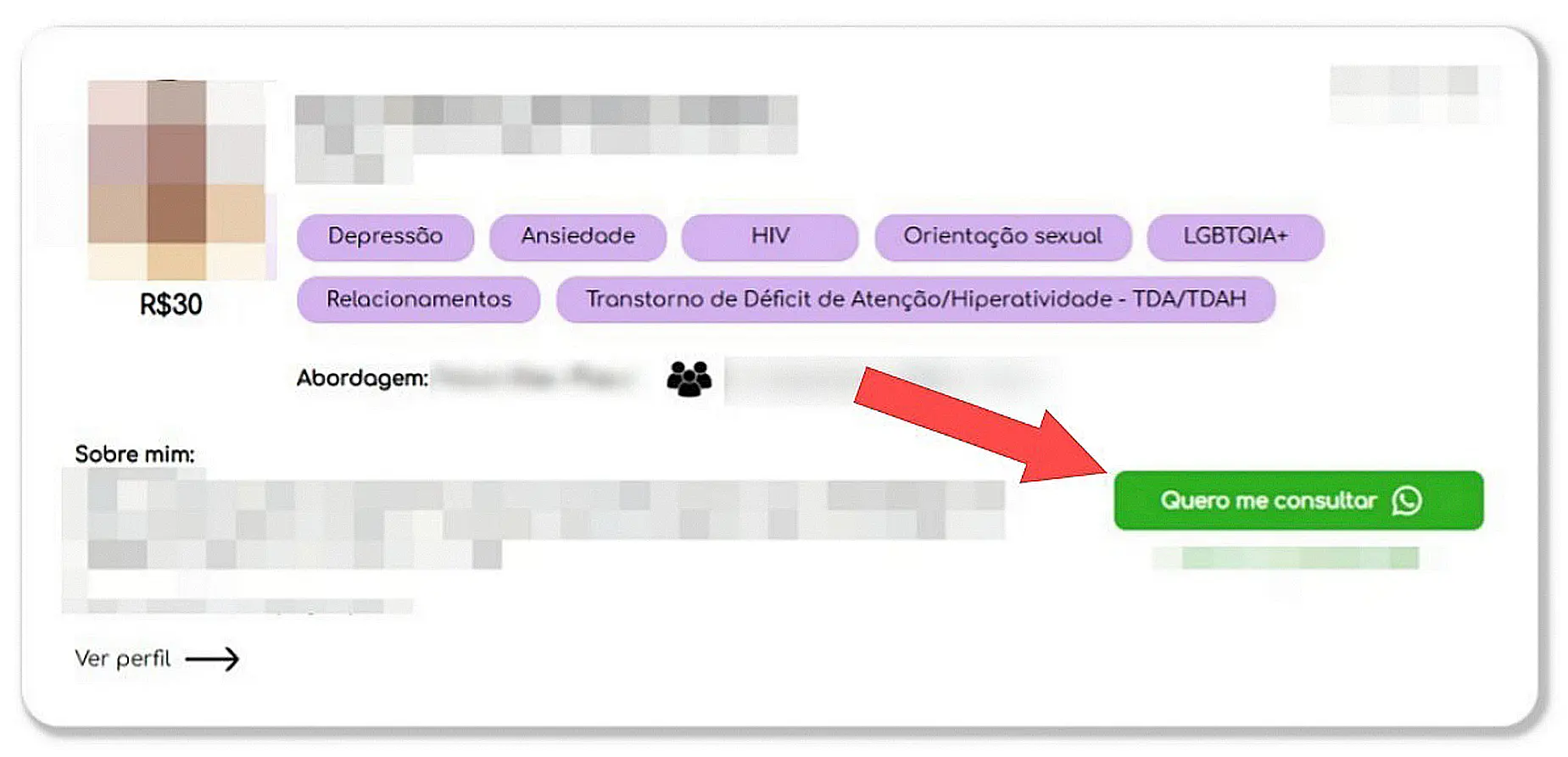 Cartão de psicólogo na PsyMeet