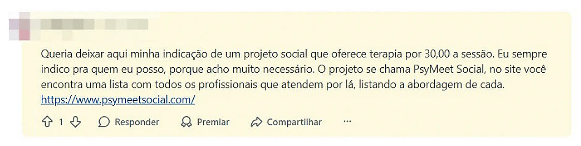 Depoimento de paciente